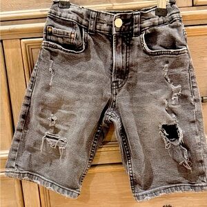 Zara Kids Black Distressed Jean Shorts
